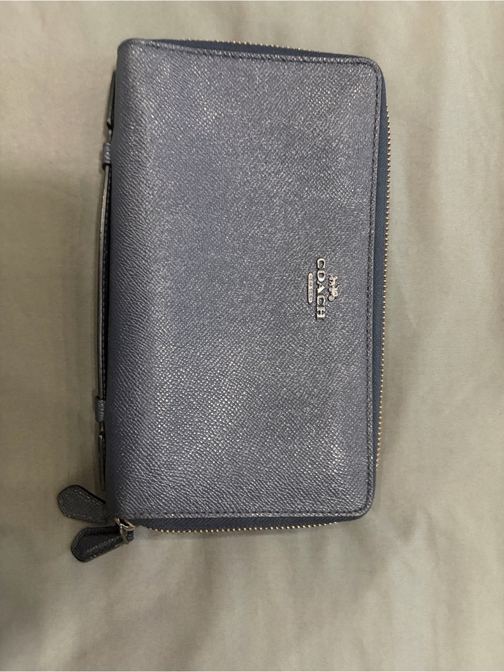 Coach Men's Zip-Around Wallet in Dark Navy Leather
